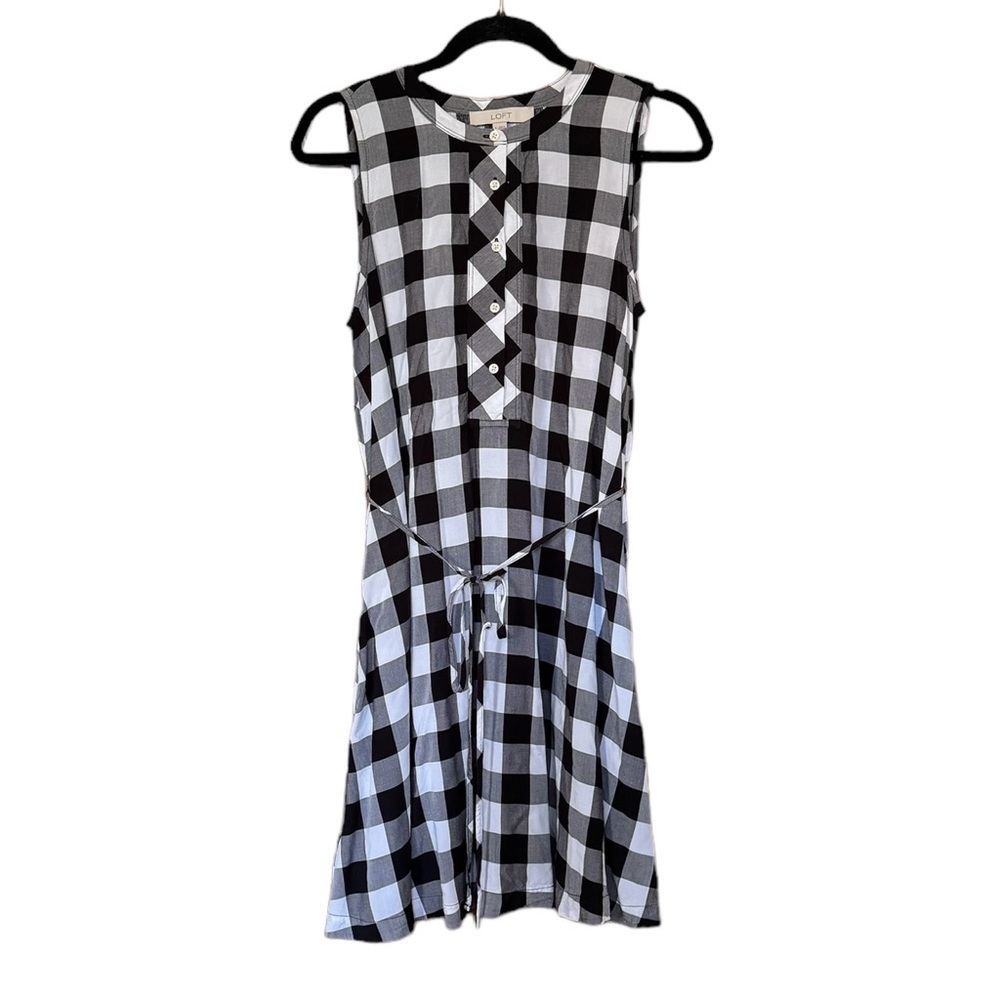 Ann Taylor LOFT ‎ Dress Casual Black And White Plaid Pattern - Size Small